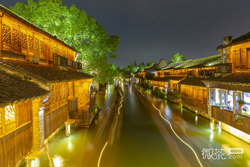 唯美意境的微信嘉兴乌镇夜景摄影图片