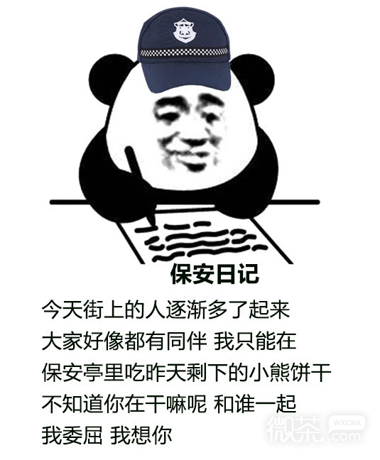搞笑带字的微信保安日记熊猫头表情包