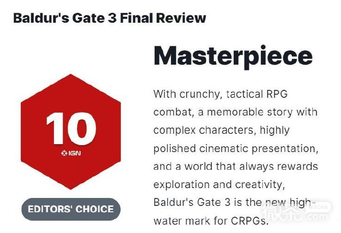 《博德之门3》IGN评分10分详情