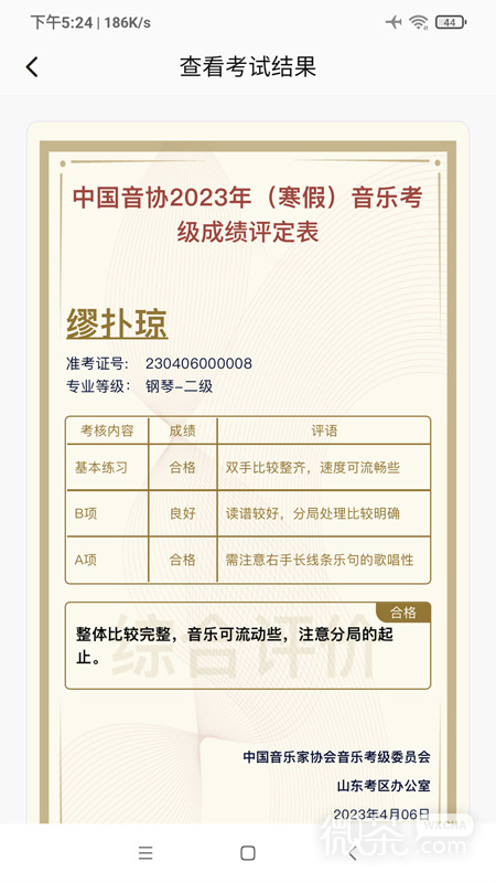 山东音协考级