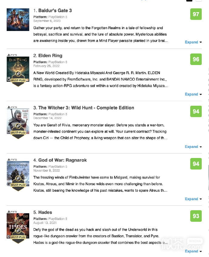 《博德之门3》现已成为M站PS5平台评分最高的游戏详情